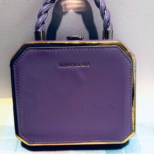 New Elegant Fashsion and mini Bag Purple Handbag with Gold Accents